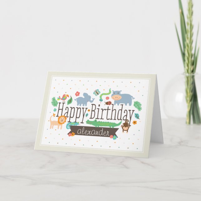 In the Jungle Kids Birthday Card (Front)