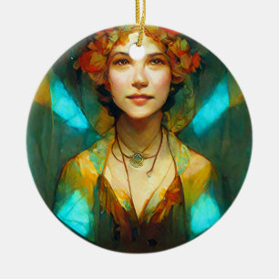 In The Light Art Nouveau Fantasy Ceramic Tree Decoration