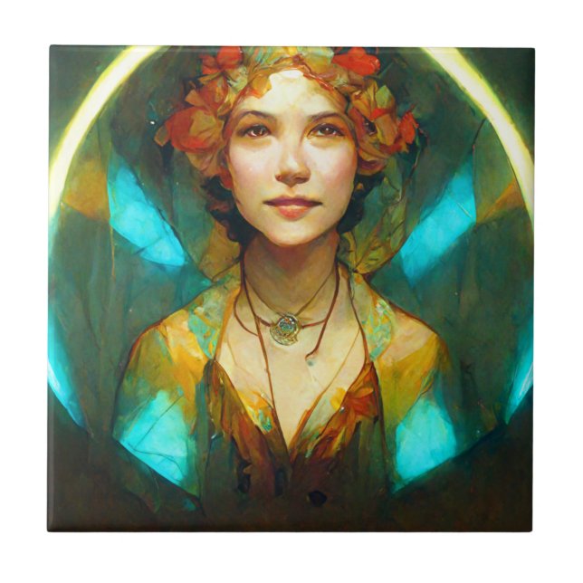 In The Light Art Nouveau Fantasy Tile (Front)