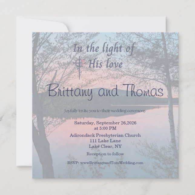 In the Light of His Love Photo Wedding Invitation (Front)
