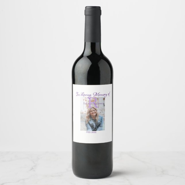 In the loving memory of memory keepsake add year n wine label (Front)