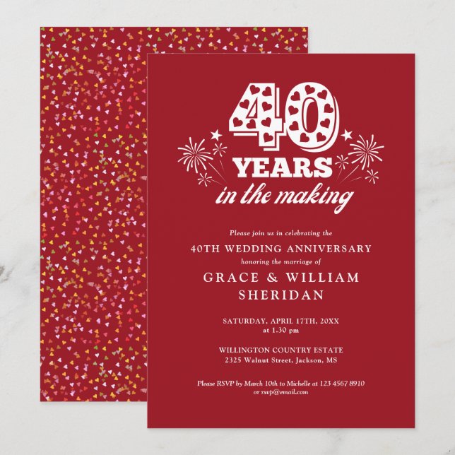 In The Making 40th Wedding Anniversary Invitation (Front/Back)