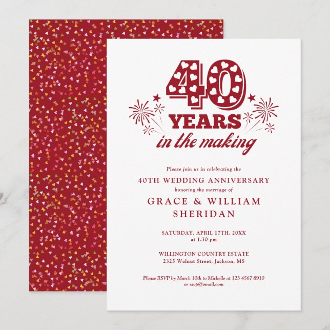 In The Making 40th Wedding Anniversary Invitation (Front/Back)
