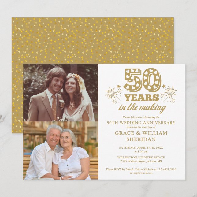 In The Making 50th Wedding Anniversary 2 Photo Invitation (Front/Back)