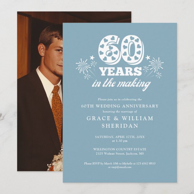 In The Making 60th Wedding Anniversary Photo Invitation (Front/Back)