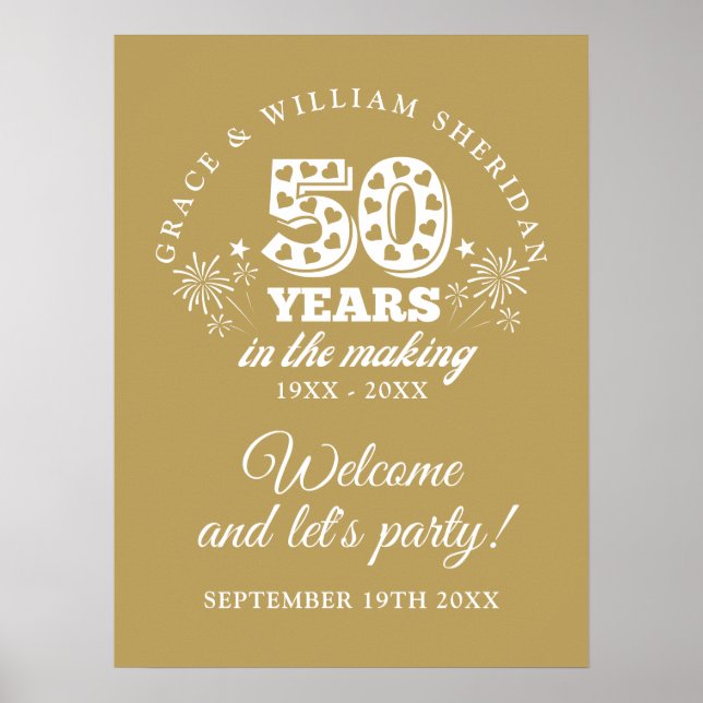 In The Making Gold 50th Anniversary Welcome Sign (Front)