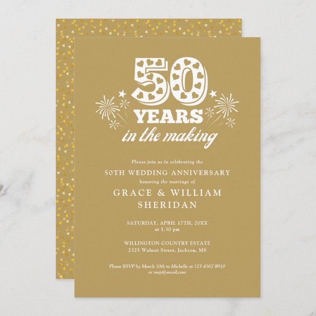 In The Making Gold 50th Wedding Anniversary Invitation (Front/Back)