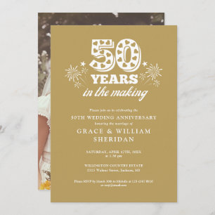 In The Making Gold 50th Wedding Anniversary Photo Invitation