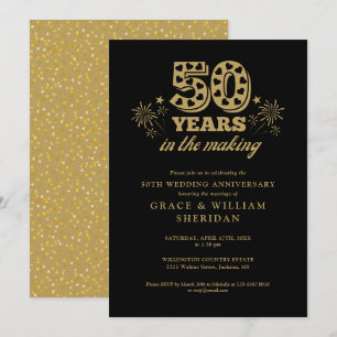 In The Making Gold Black 50th Wedding Anniversary Invitation