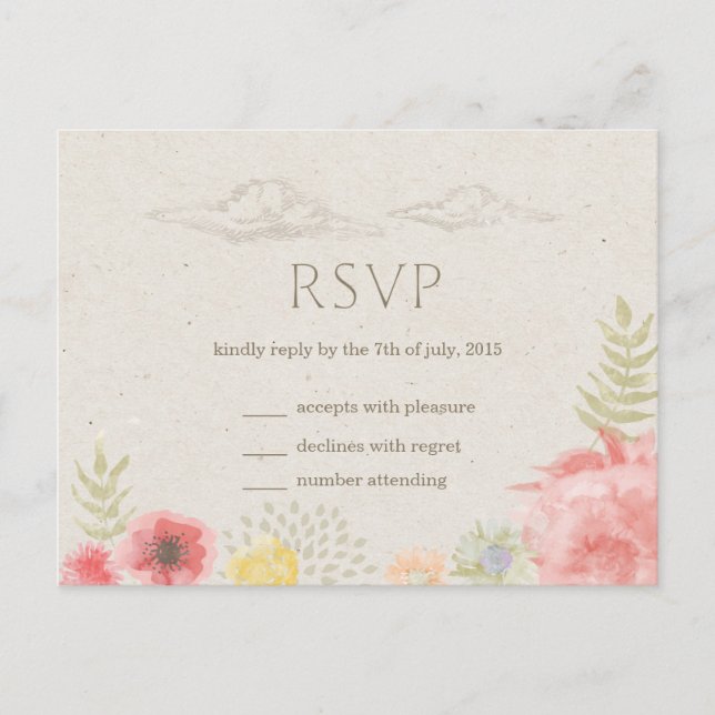 In the Meadow Summer Wedding RSVP Postcard (Front)