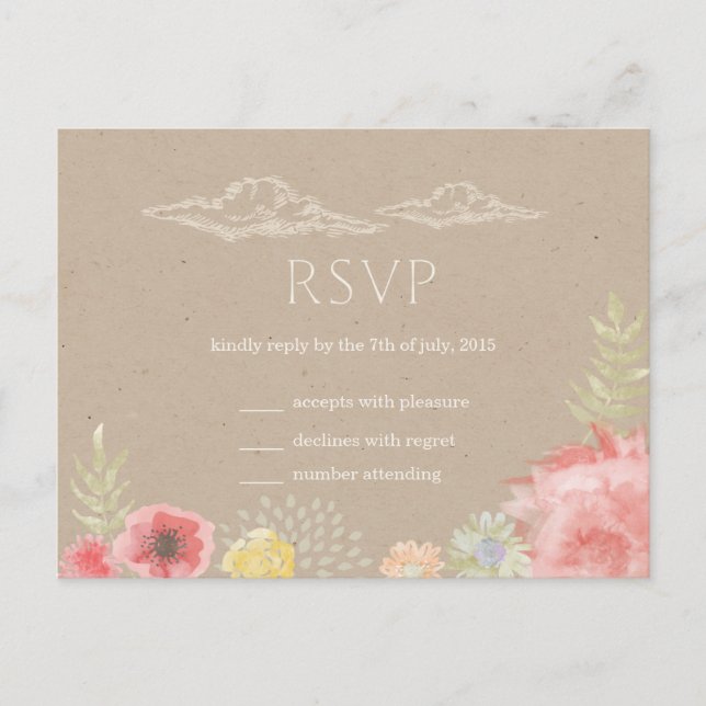 In the Meadow Summer Wedding RSVP Postcard (Front)