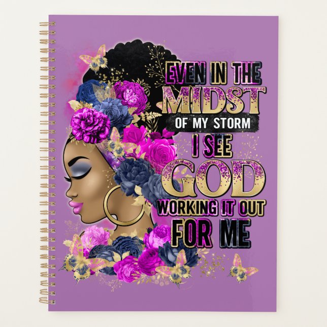 In The Midst Queen Black Melanin Woman Brown Skin Planner (Front)
