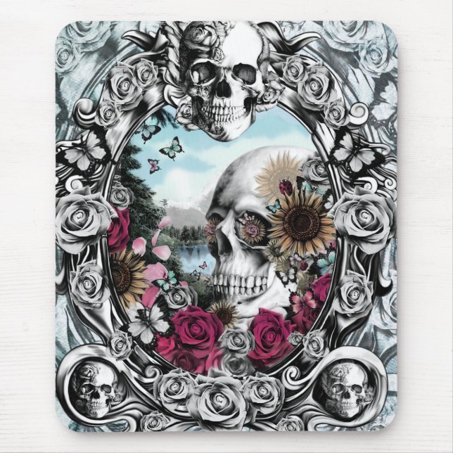 In the mirror landscape skull. mouse mat (Front)