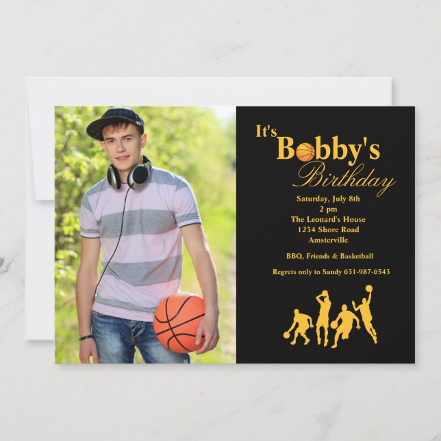 In the Name Photo Basketball Invitation (Front)