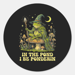 In The Nd I Be Nderin Funny Wise Frog Wizard Meme Classic Round Sticker