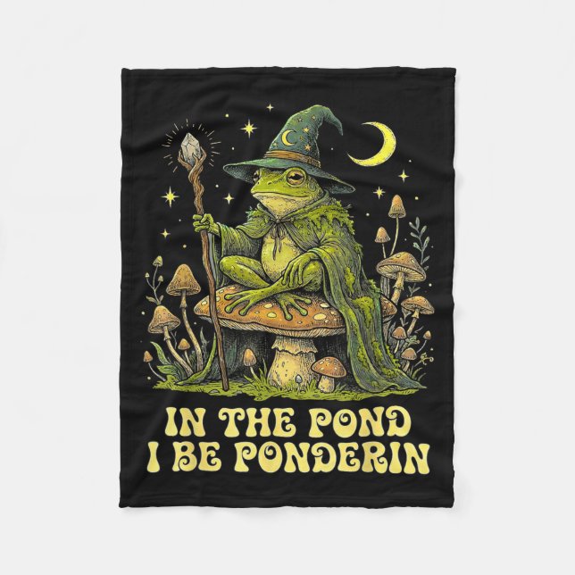 In The Nd I Be Nderin Funny Wise Frog Wizard Meme  Fleece Blanket (Front)