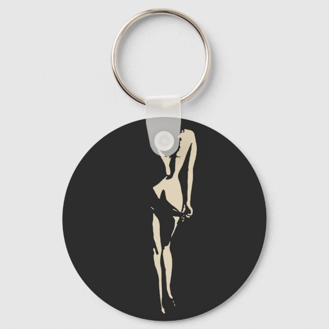 In the night she hides, sexy girl stencil art 2 key ring (Front)