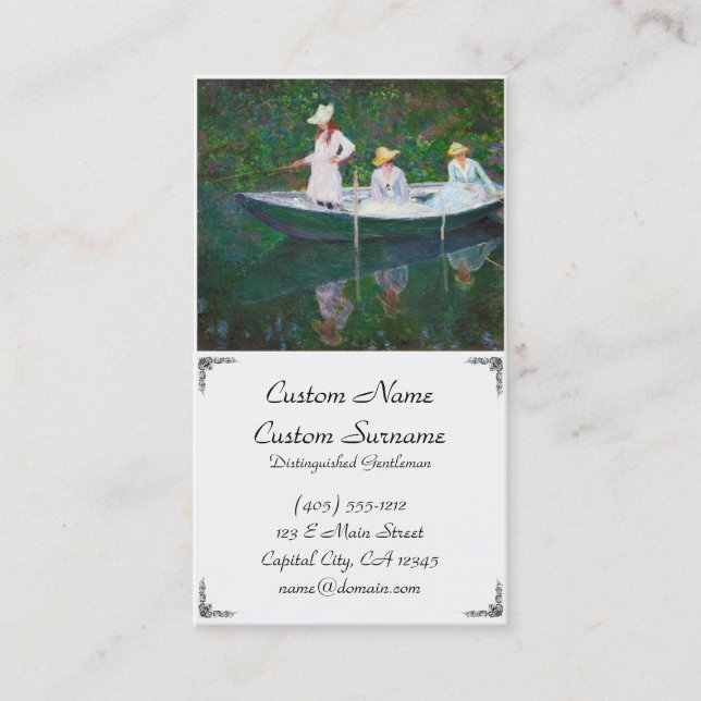 In the Norwegian Boat at Giverny Claude Monet Business Card (Front)