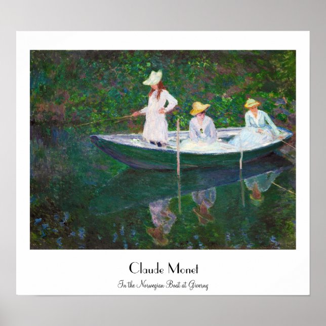 In the Norwegian Boat at Giverny Claude Monet Poster (Front)