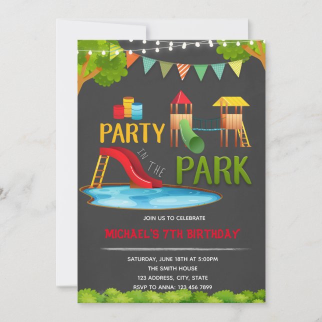 In the park party invitation (Front)