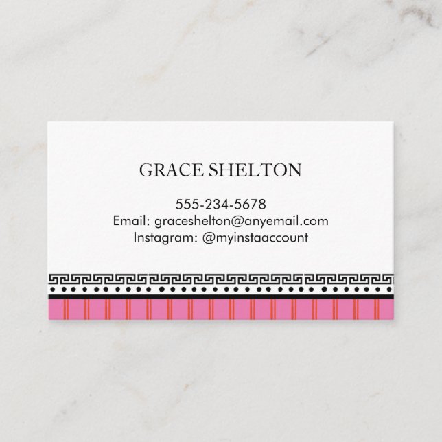 In the Pink Calling Card (Front)