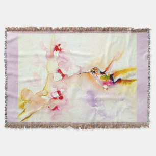 "In the Pink" Hummingbird Print Throw Blanket