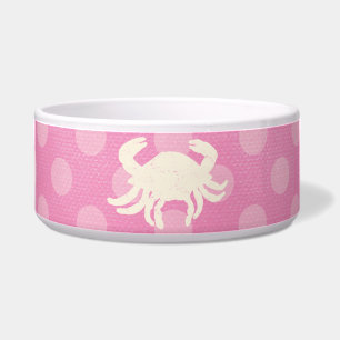 In the Pink Polka Dot Crab Dog Food Bowl