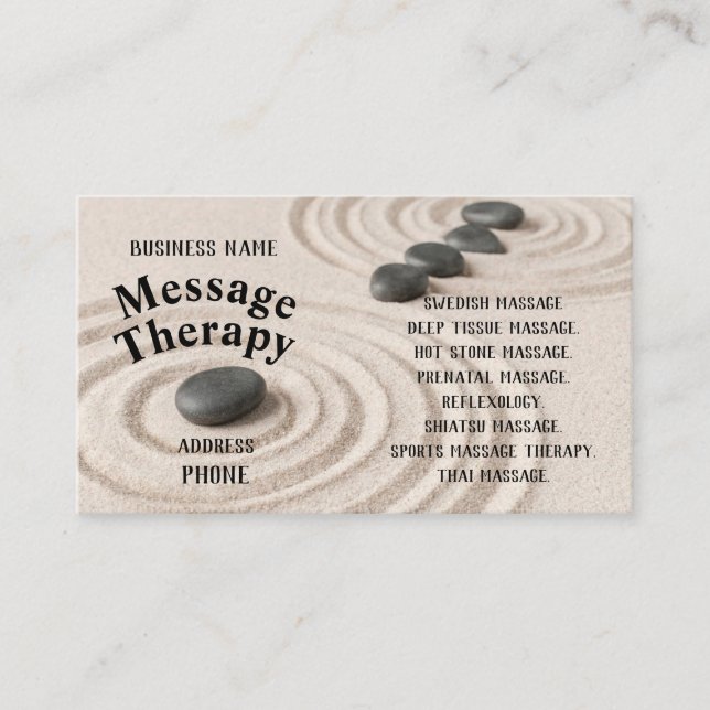 In the Sand Message Therapy Business Card (Front)
