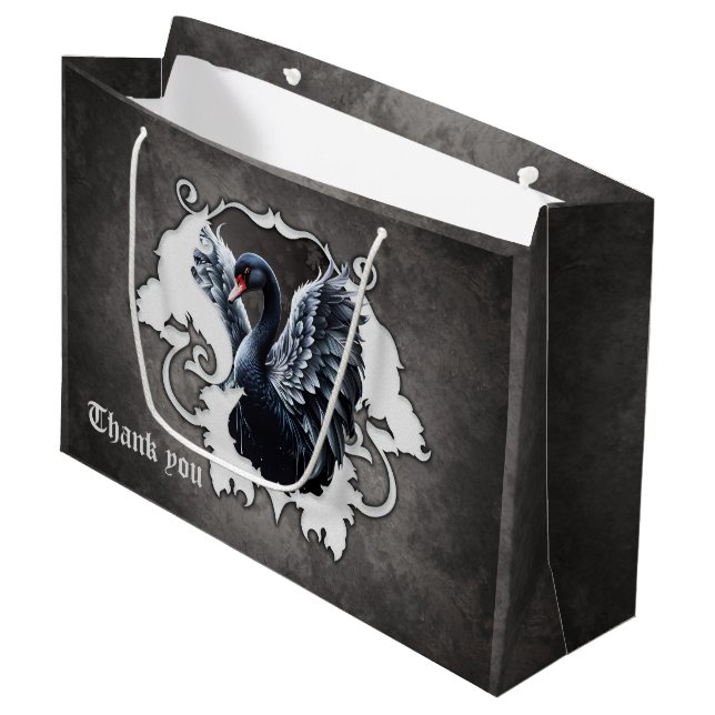 In the shadow of elegance: A black swan. Large Gift Bag (Front Angled)