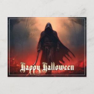 In the shadow of the Grim Reaper - Halloween Holiday Postcard