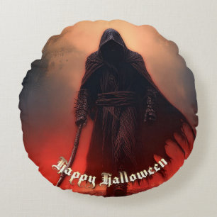 In the shadow of the Grim Reaper - Halloween Round Cushion