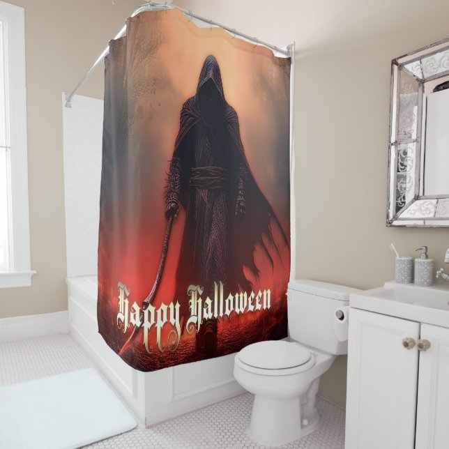 In the shadow of the Grim Reaper - Halloween Shower Curtain (In Situ)