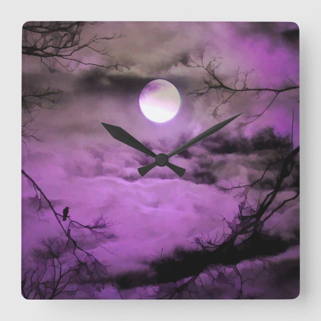 In The Sky Of Purple Square Wall Clock (Front)
