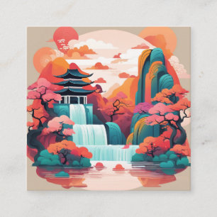 In the style of traditional Chinese meticulouspain Square Business Card