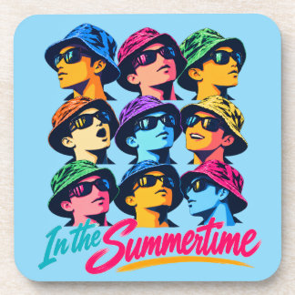 In the Summertime Colourful Pop Art Coasters