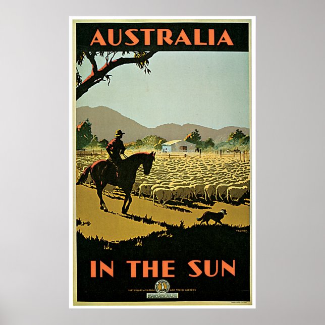 In The Sun ~ Australia  Vintage Travel Poster (Front)