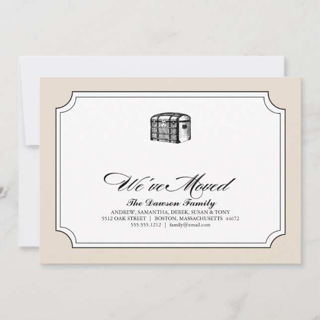 in the trunk  {we've moved} announcement (Front)