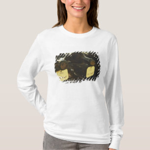 In the underground wine cellar: lying bottles in T-Shirt