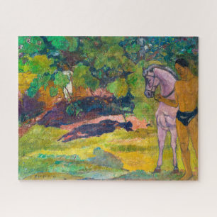 In the Vanilla Grove, Man and Horse Gauguin Jigsaw Puzzle