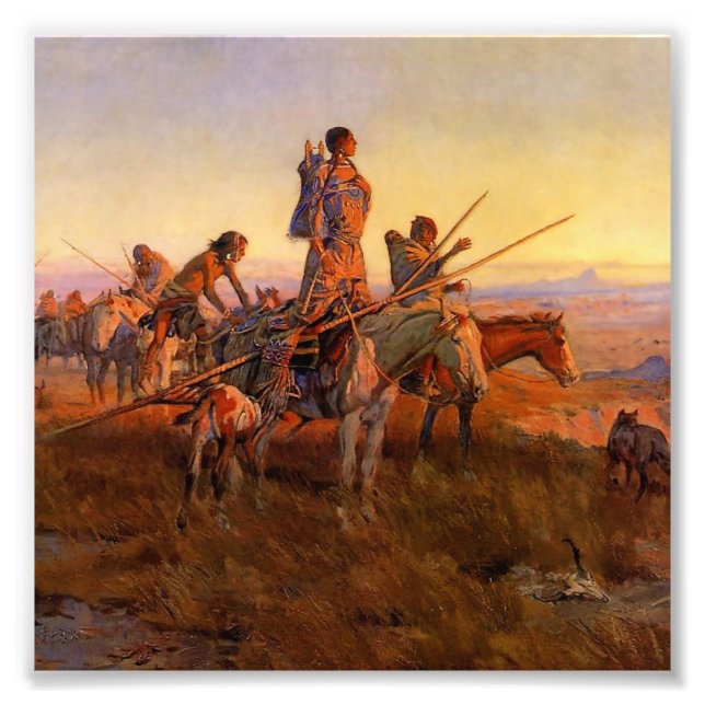 “In the Wake of Buffalo Hunters” by Charles Russel Photo Print (Front)
