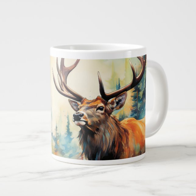 In the Wilderness: The Elegance of Deer Large Coffee Mug (Front Right)