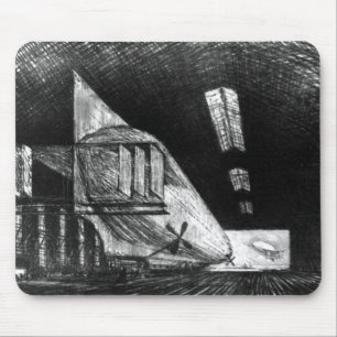 In the Zeppelin Shed, Leipzig - Joseph Pennell Mouse Mat
