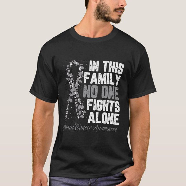 In This Family No One Fight Alone Brain Cancer Awa T-Shirt (Front)