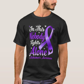 In This Family Nobody Fight Alone Alzheimer's Awar T-Shirt
