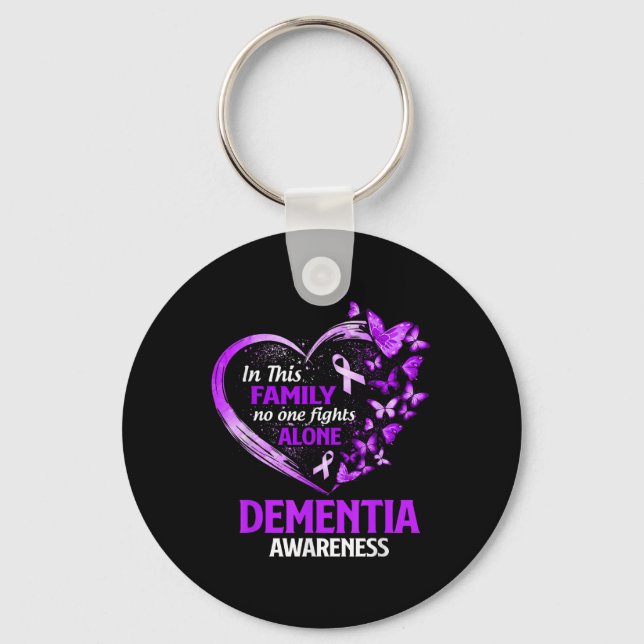 In This Family Nobody Fight Alone Dementia Awarene Key Ring (Front)