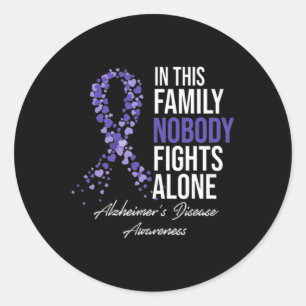 In this family nobody fights alone Alzheimer brain Classic Round Sticker