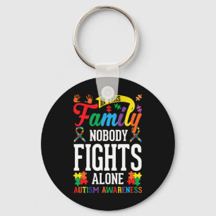 In This Family Nobody Fights Alone Autism Awarenes Key Ring