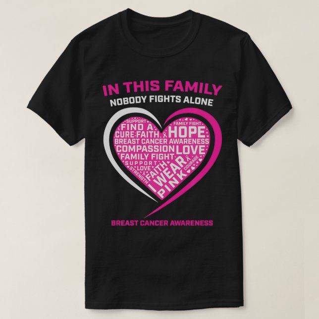 In This Family Nobody Fights Alone Breast Cancer A T-Shirt (Design Front)