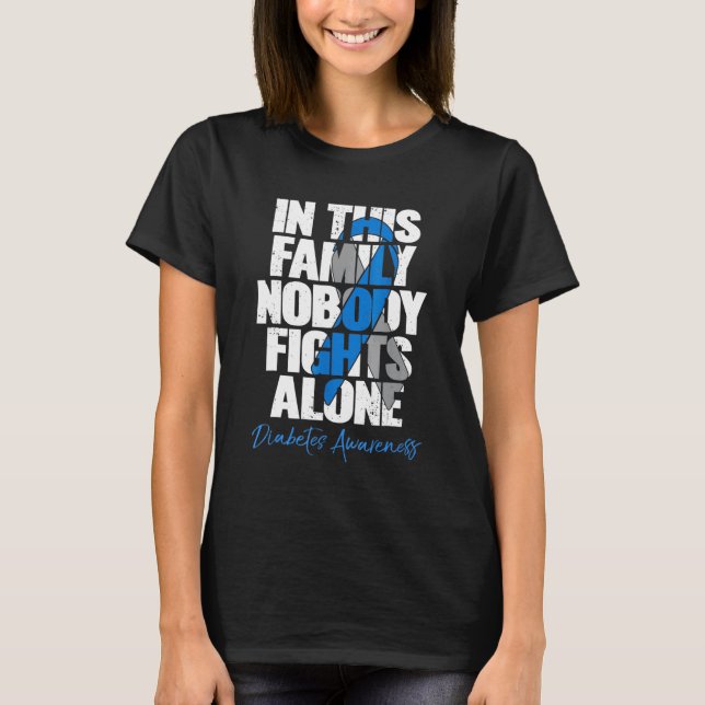 In This Family Nobody Fights Alone Grey Blue Ribbo T-Shirt (Front)