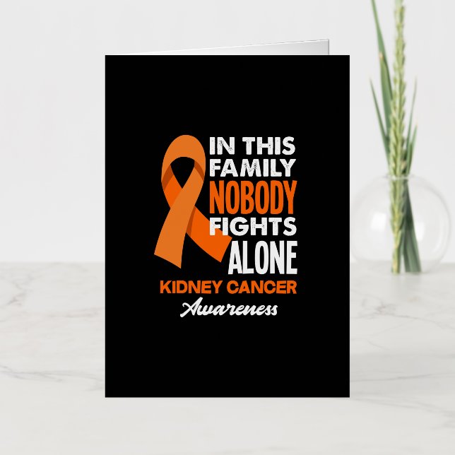In This Family Nobody Fights Alone Kidney Cancer Foil Greeting Card (Front)